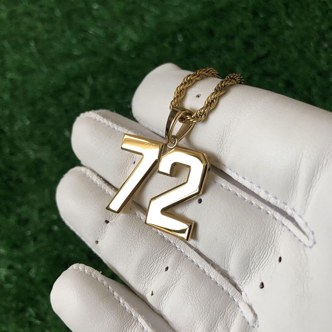 Signature Jersey Number Pendant 18K Plated Gold