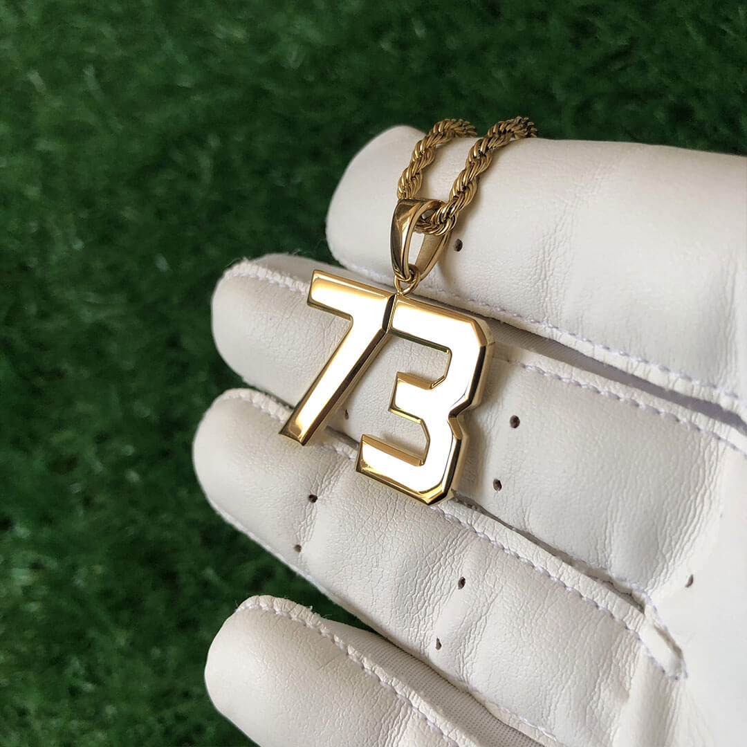 Signature Jersey Number Pendant 18K Plated Gold