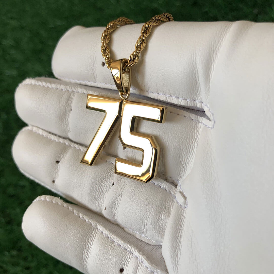 Signature Jersey Number Pendant 18K Plated Gold