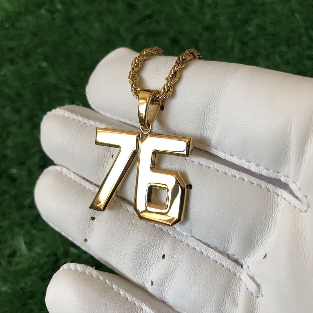 Signature Jersey Number Pendant 18K Plated Gold