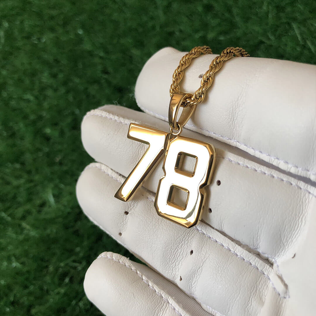 Signature Jersey Number Pendant 18K Plated Gold