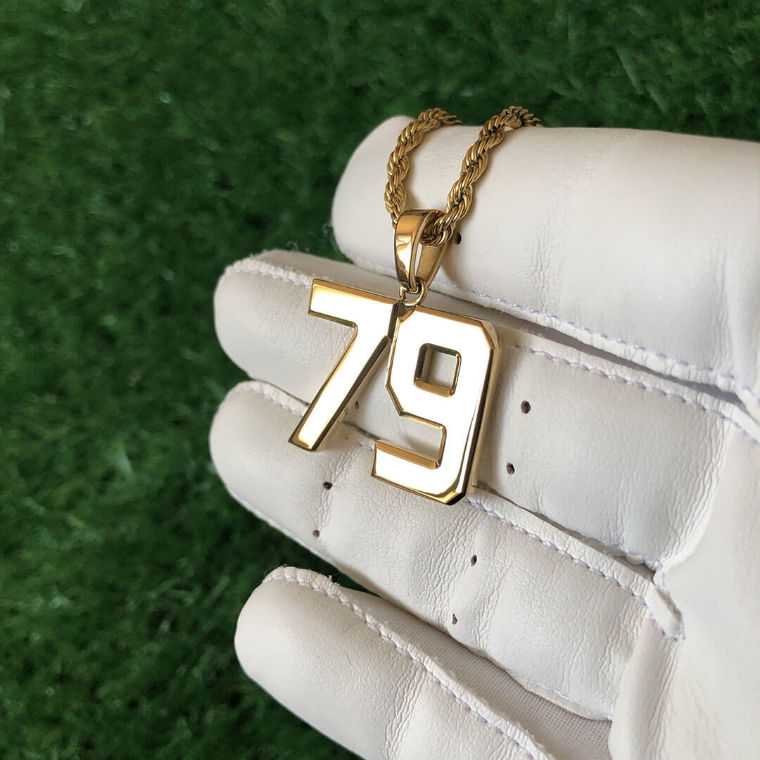 Signature Jersey Number Pendant 18K Plated Gold