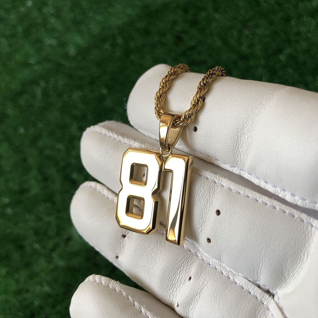 Signature Jersey Number Pendant 18K Plated Gold