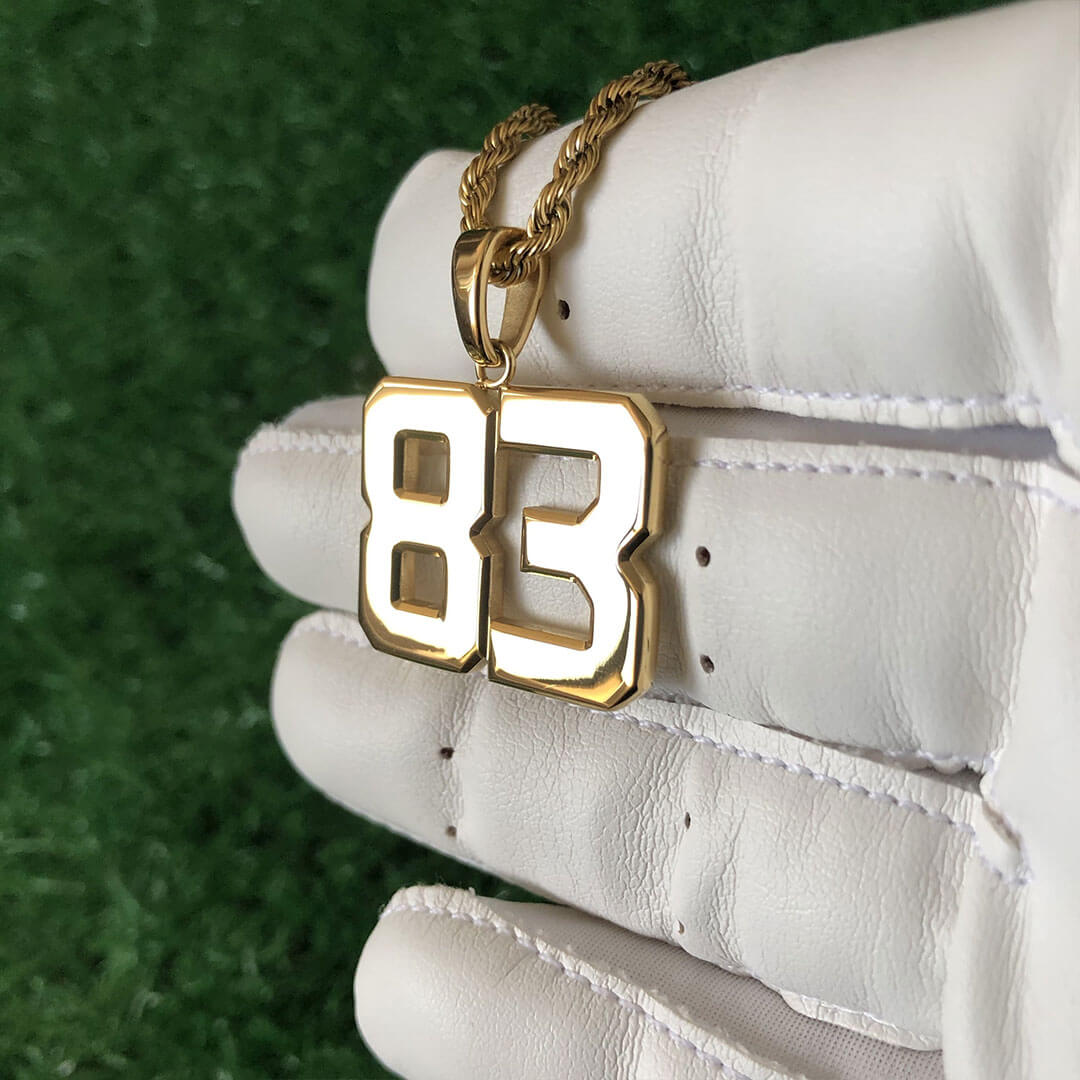 Signature Jersey Number Pendant 18K Plated Gold