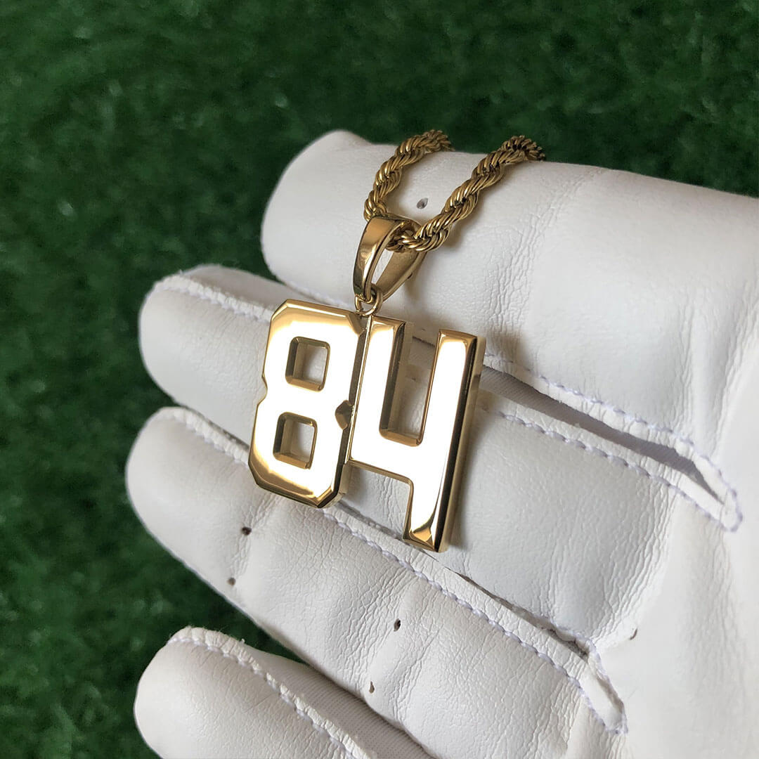 Signature Jersey Number Pendant 18K Plated Gold