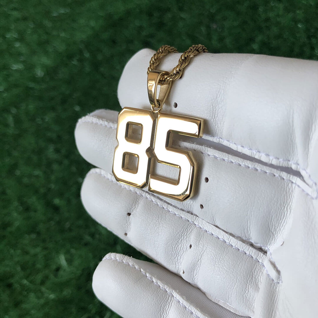 Signature Jersey Number Pendant 18K Plated Gold