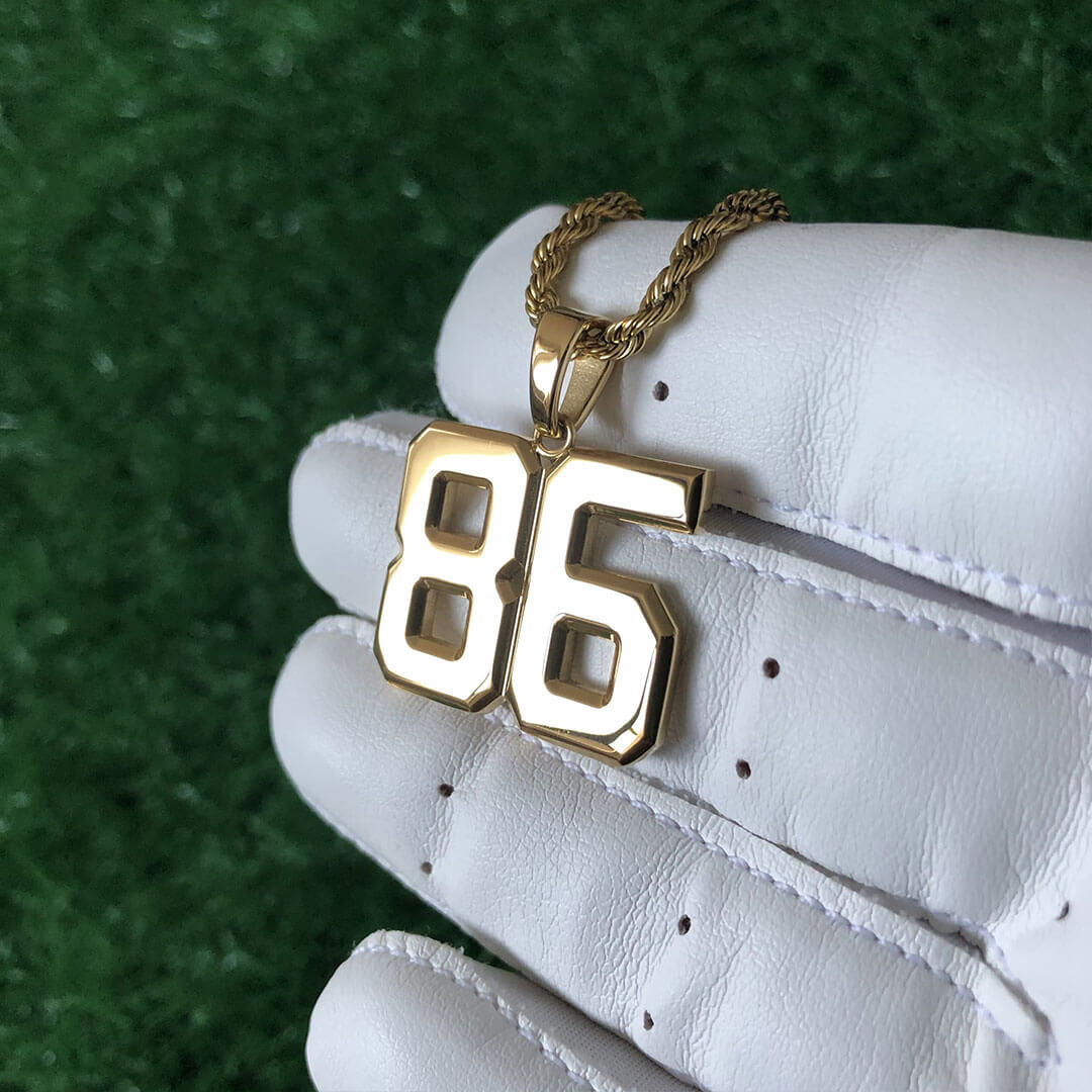 Signature Jersey Number Pendant 18K Plated Gold