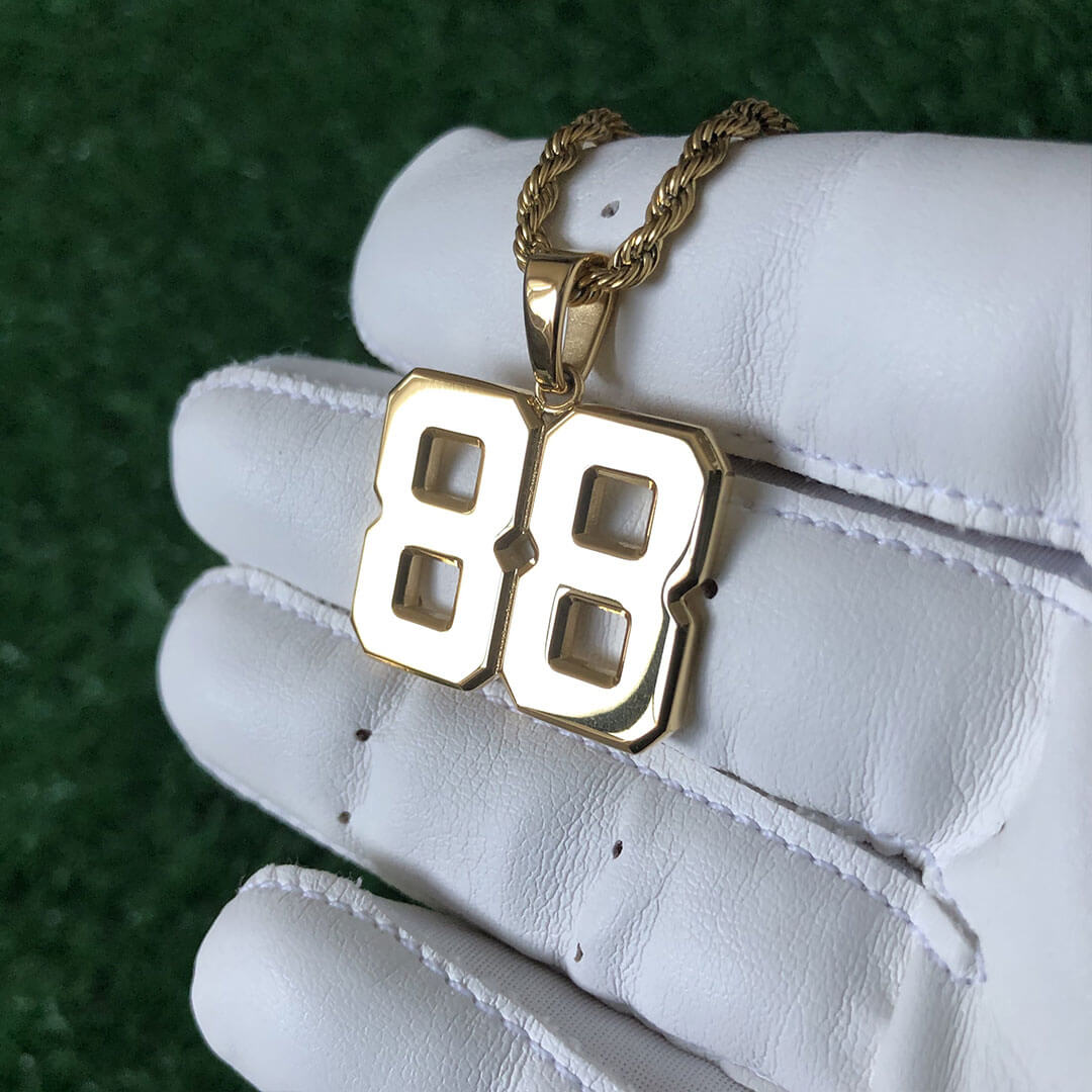 Signature Jersey Number Pendant 18K Plated Gold