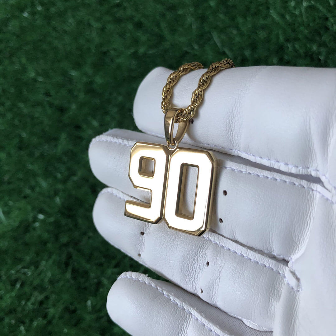 Signature Jersey Number Pendant 18K Plated Gold