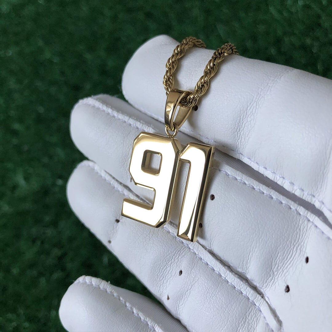 Signature Jersey Number Pendant 18K Plated Gold