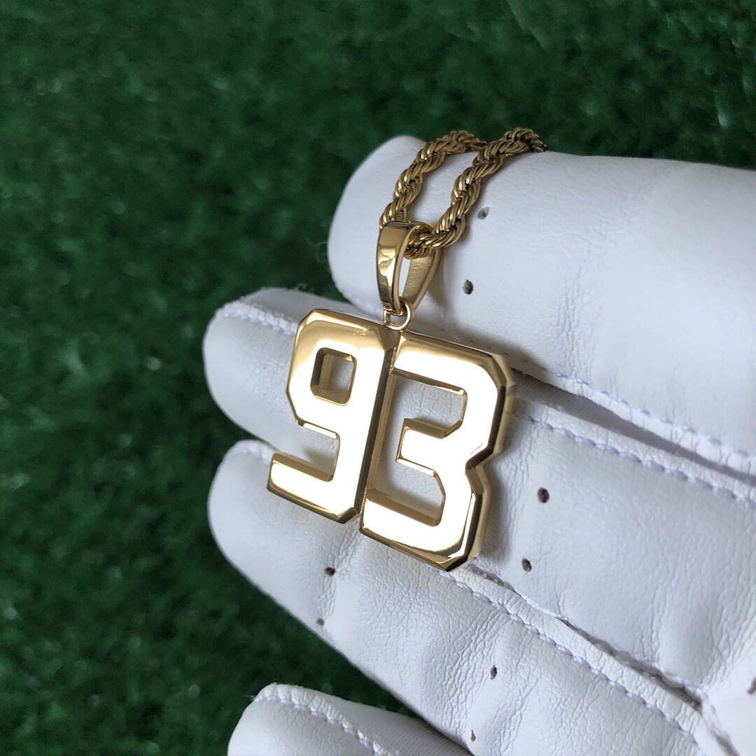 Signature Jersey Number Pendant 18K Plated Gold