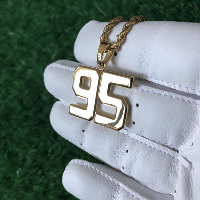 Signature Jersey Number Pendant 18K Plated Gold