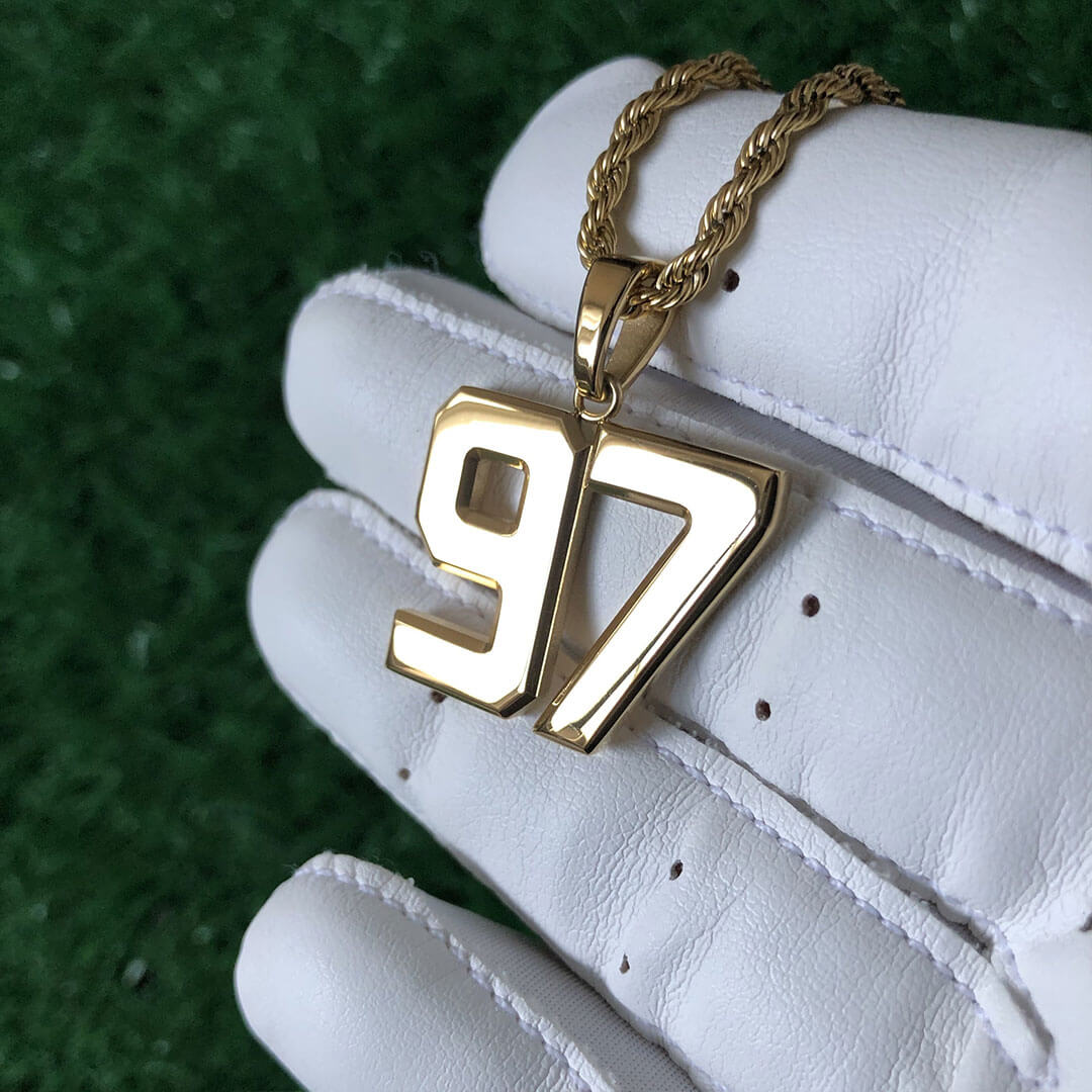 Signature Jersey Number Pendant 18K Plated Gold